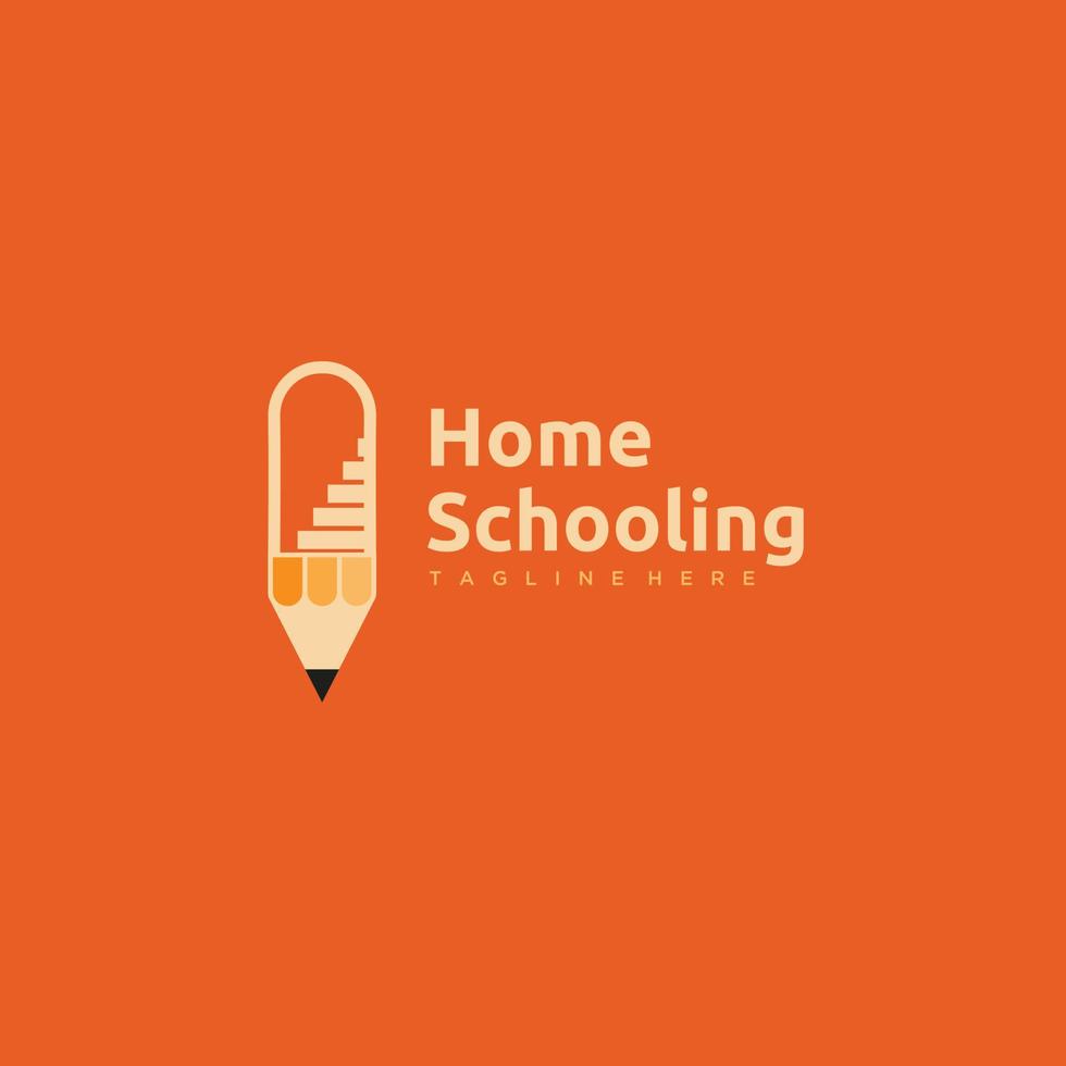 Pencil creative house simple logo design icon vector