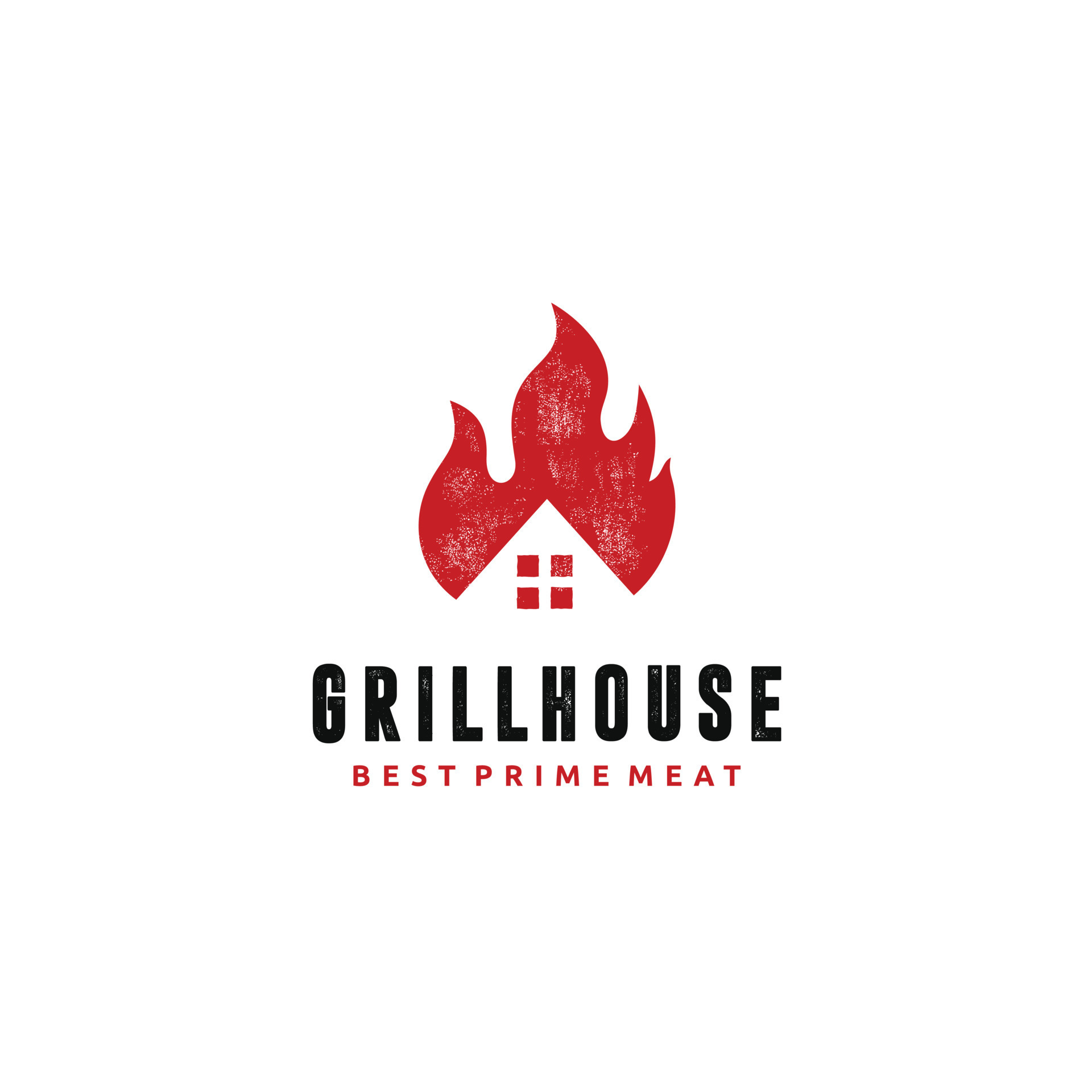 House bbq restaurant, grill flame and house logo design 17720900 Vector