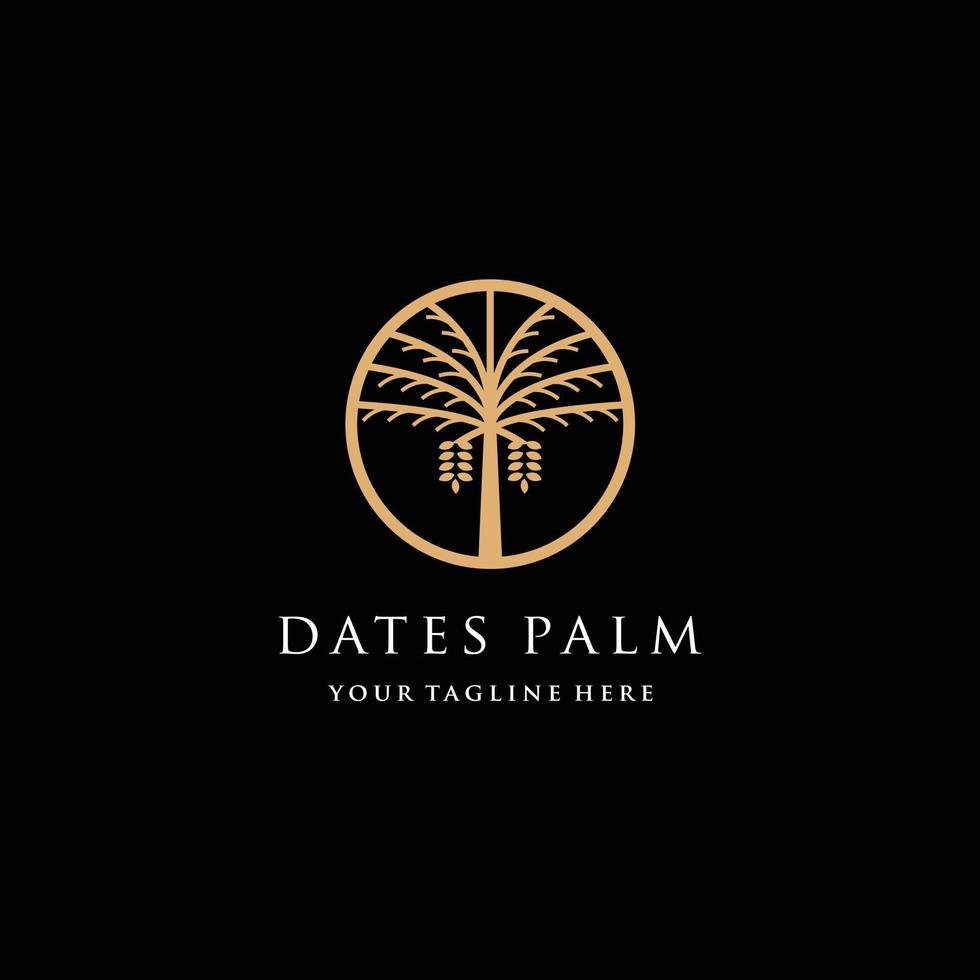 diseño de logotipo de oro de palmera datilera minimalista de lujo vector