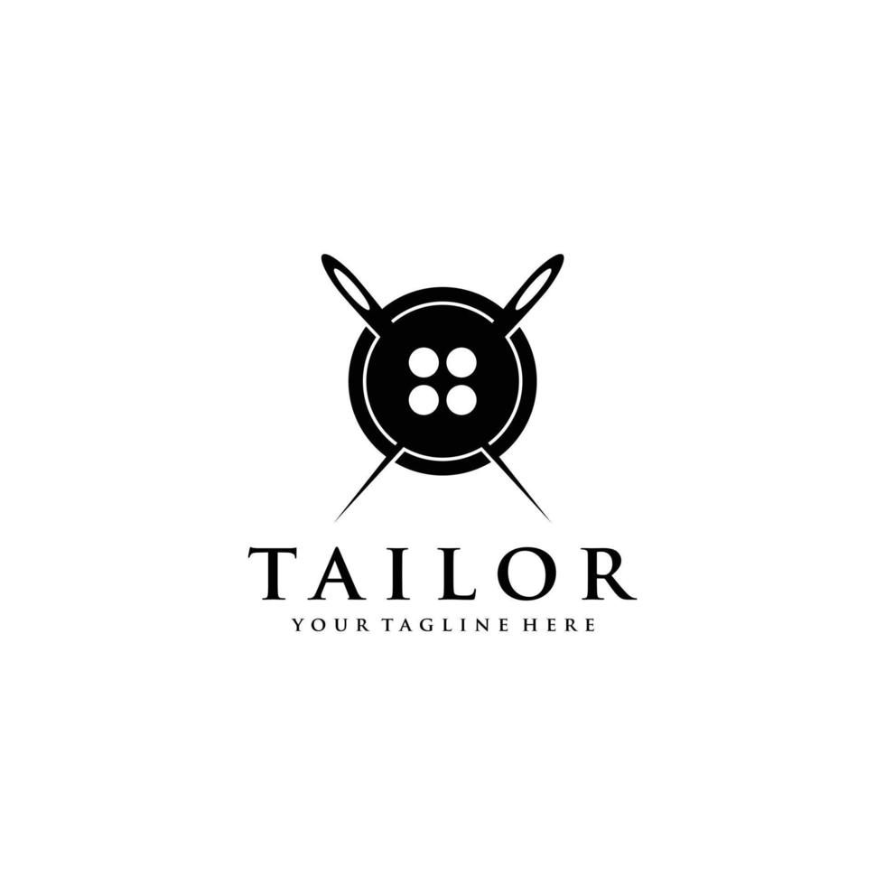 Tailor sewing needle logo design vector