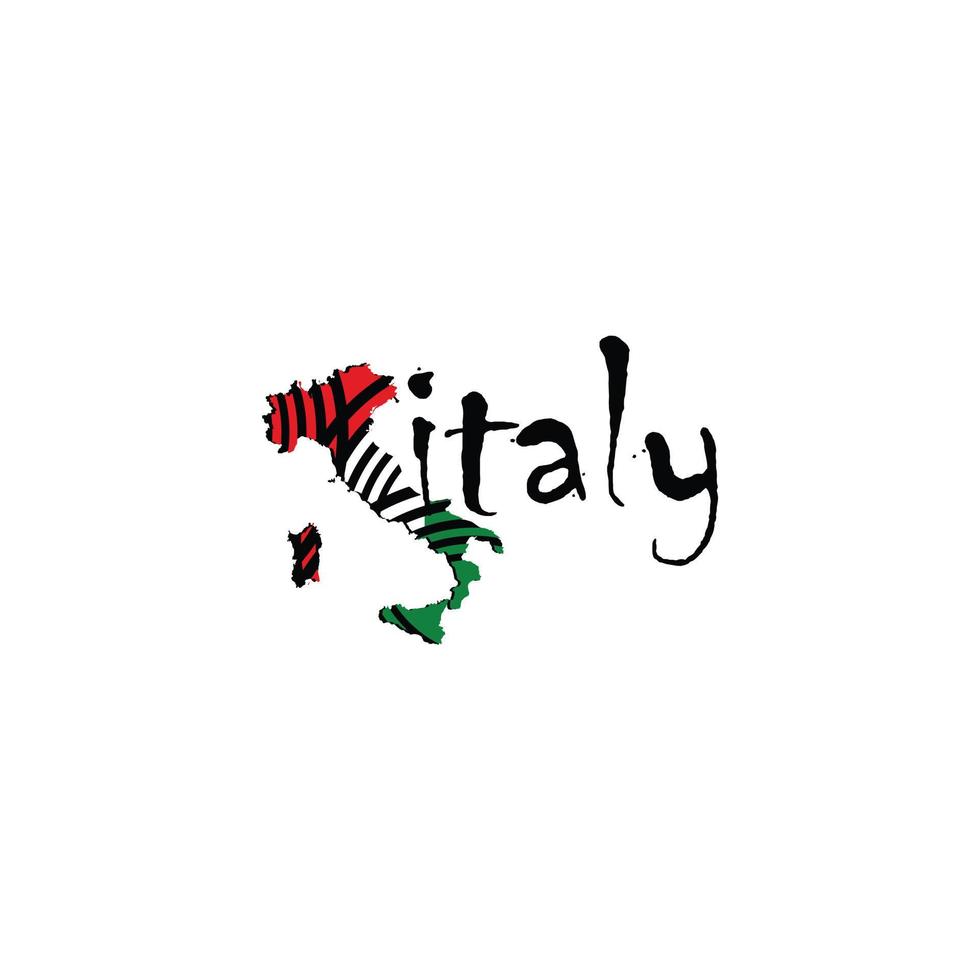 Map italy color national flag with cross logo vector