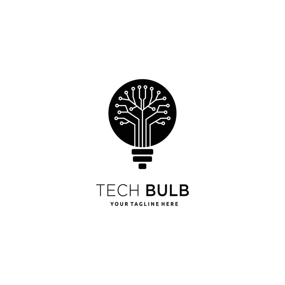 vector de diseño de logotipo de idea inteligente de tecnología de bombilla