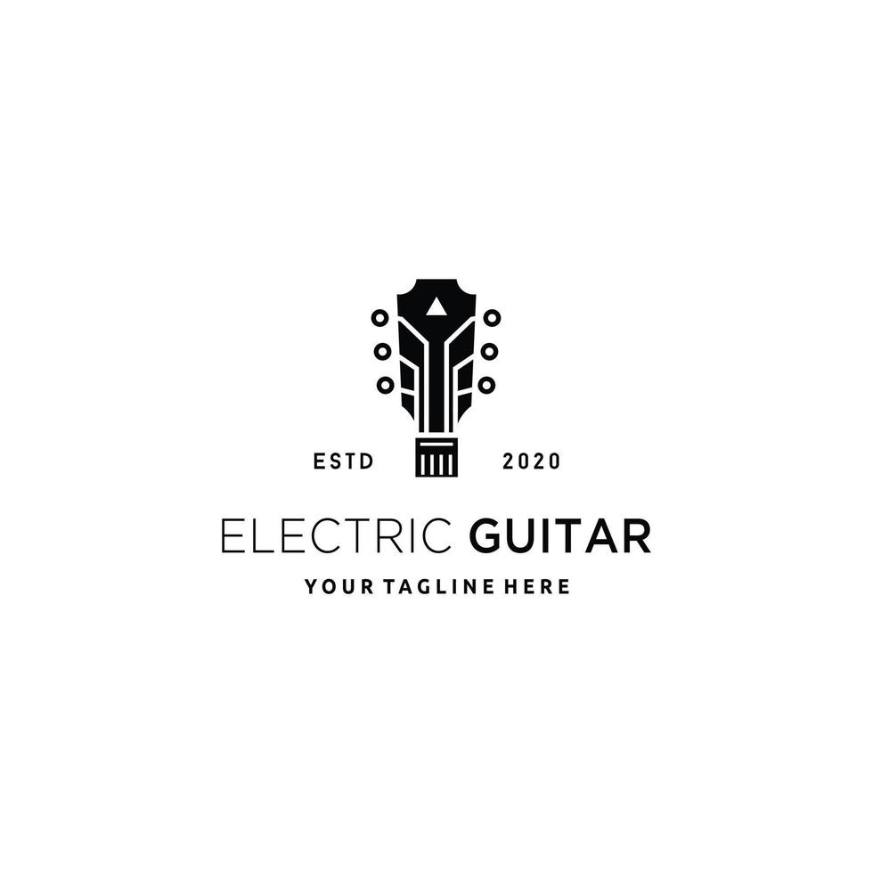 Guitar electric minimalist logo design vector