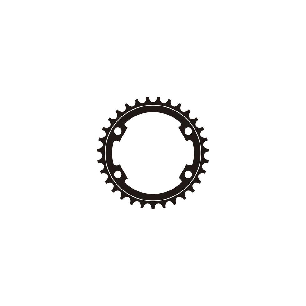 vector de icono de diseño de logotipo plano de manivela de rueda dentada de bicicleta