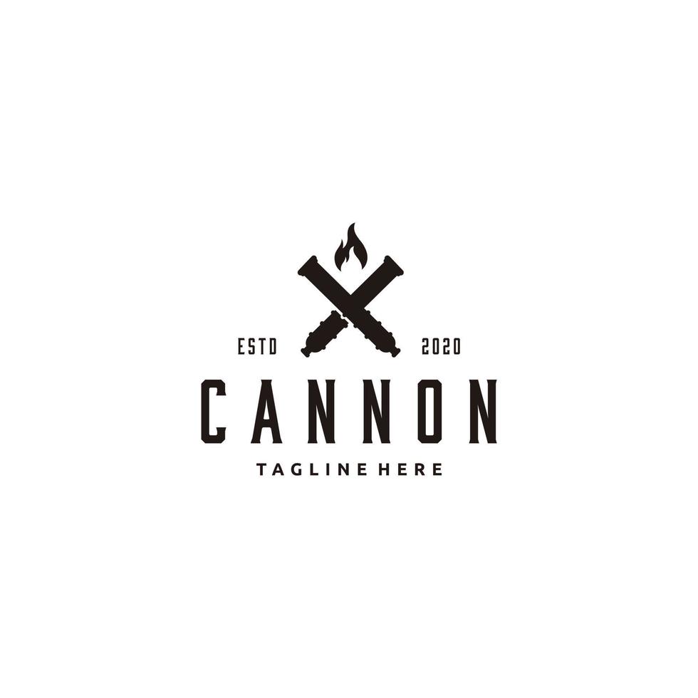 Cannon cross fire isolated on white background logo concept icon vector