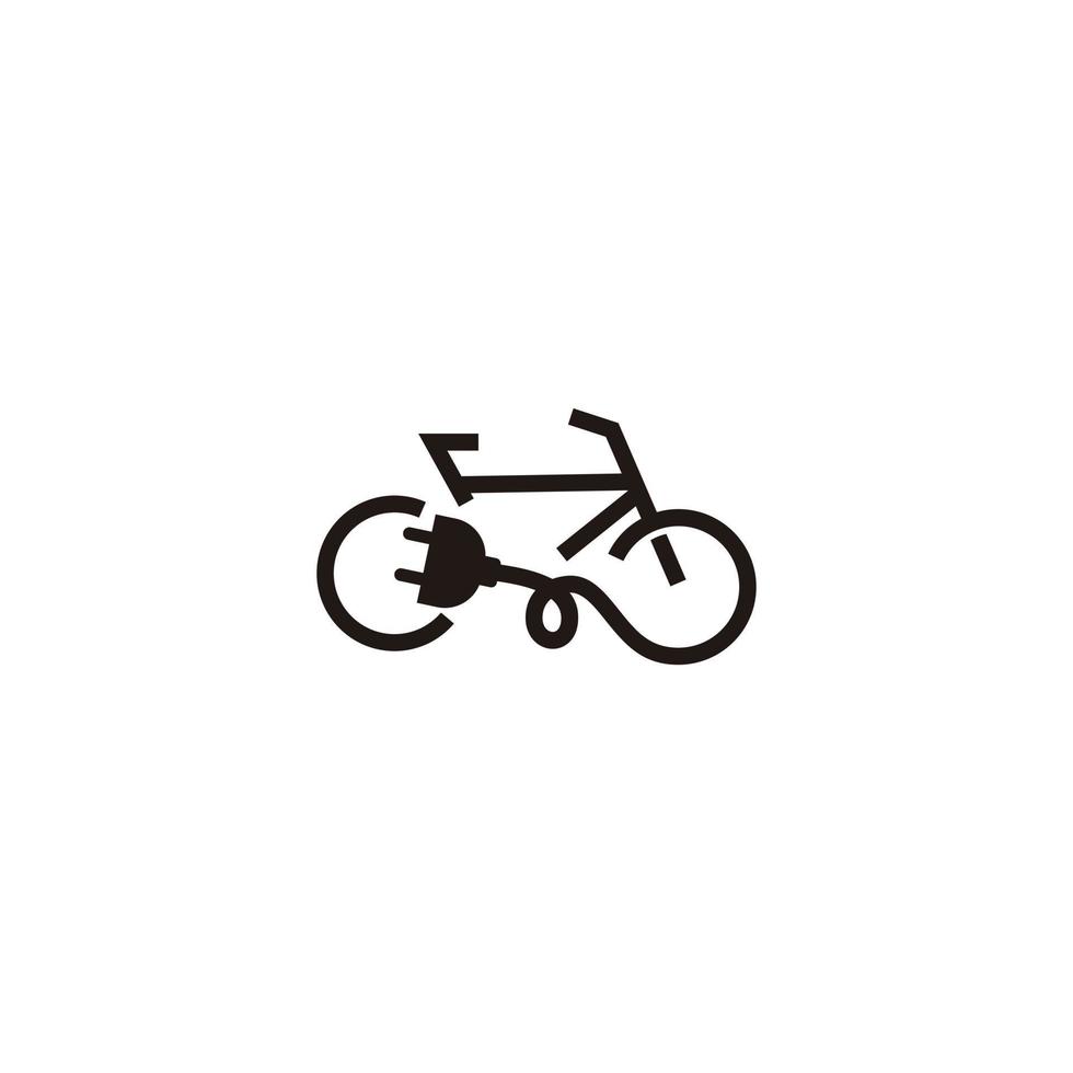 diseño vectorial de arte de línea de bicicleta electrónica. icono de diseño de logotipo de ciclo de bicicleta eléctrica vector