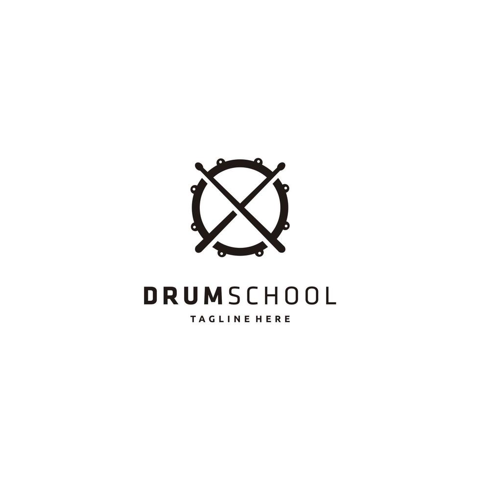 Minimalist drum school stick snare logo design symbol, icon,graphic,vector. vector