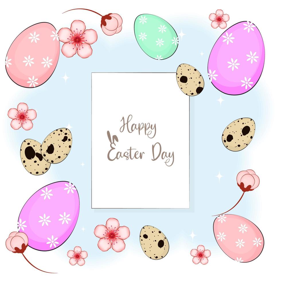 Cute card Happy Easter, on white background vector illustration