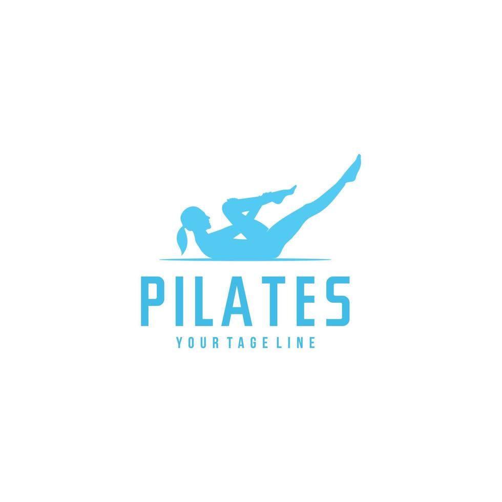 Pilates with ball woman silhouette logo design vector