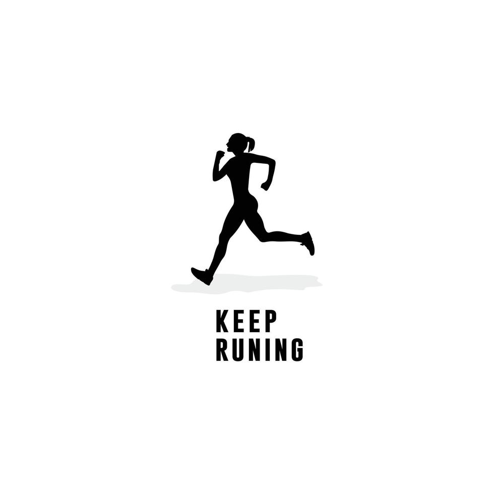 running people  woman silhouette logo vector
