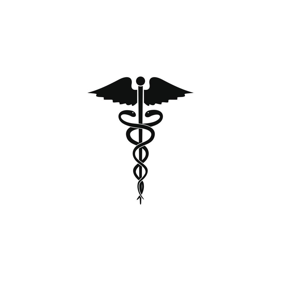 Caduceus black isolated vector icon. Symbol of medicine icon