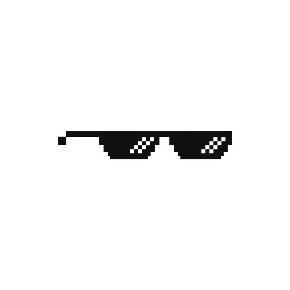 pixel gafas de sol meme divertido icono diseño vector