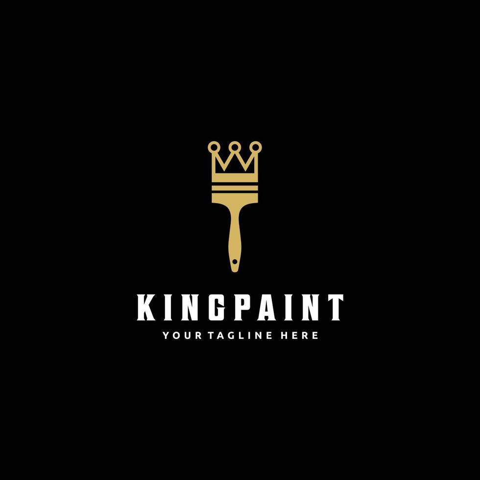 Brush paint with crown king logo design vector