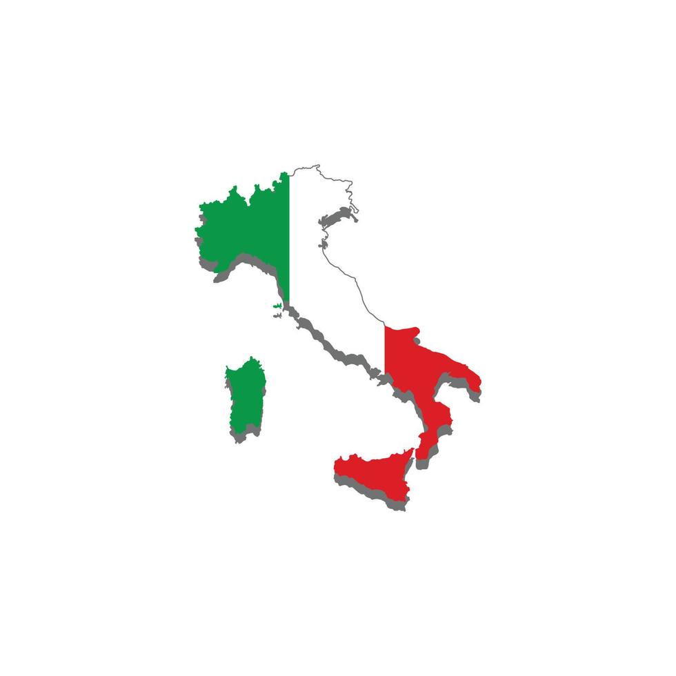 mapa de italia en el color de la ilustración de la bandera nacional vector