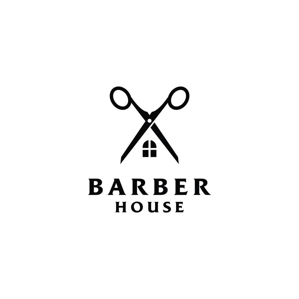 diseño de logotipo minimalista de la casa de barbería vector