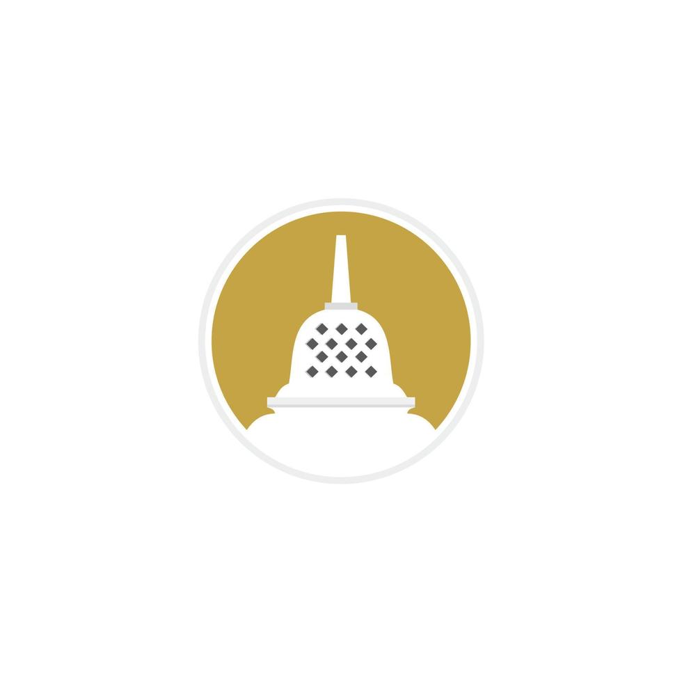Borobudur temple stupa gold color icon logo design vector