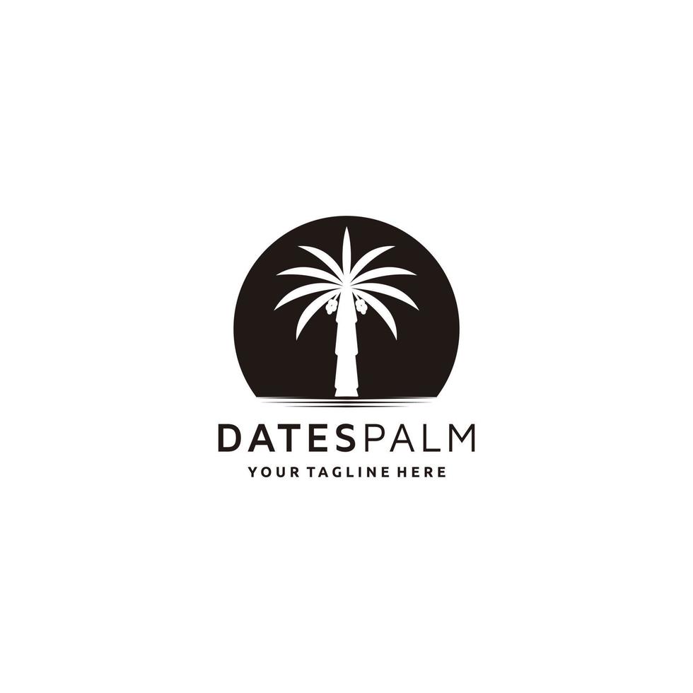 vector de icono de diseño de logotipo de círculo de palmera datilera minimalista