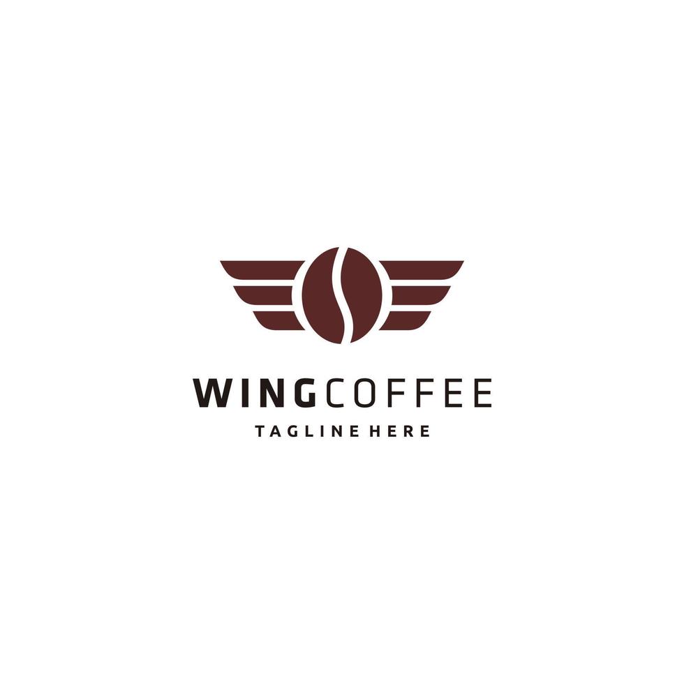 Coffee logo design inspiration. A combination between coffee beans and wings symbol vector