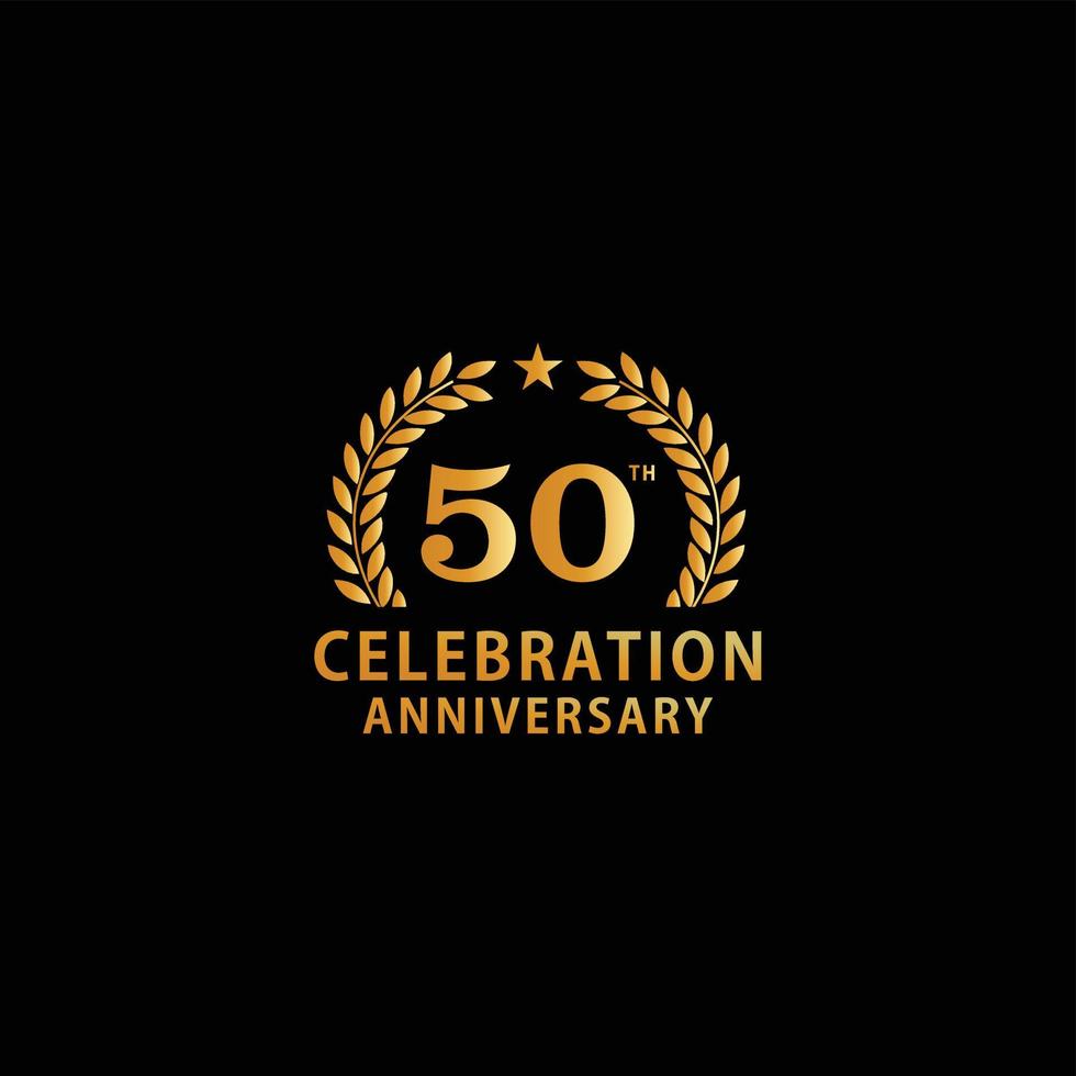 50th gold anniversary logo design isolated on white background illustration vector