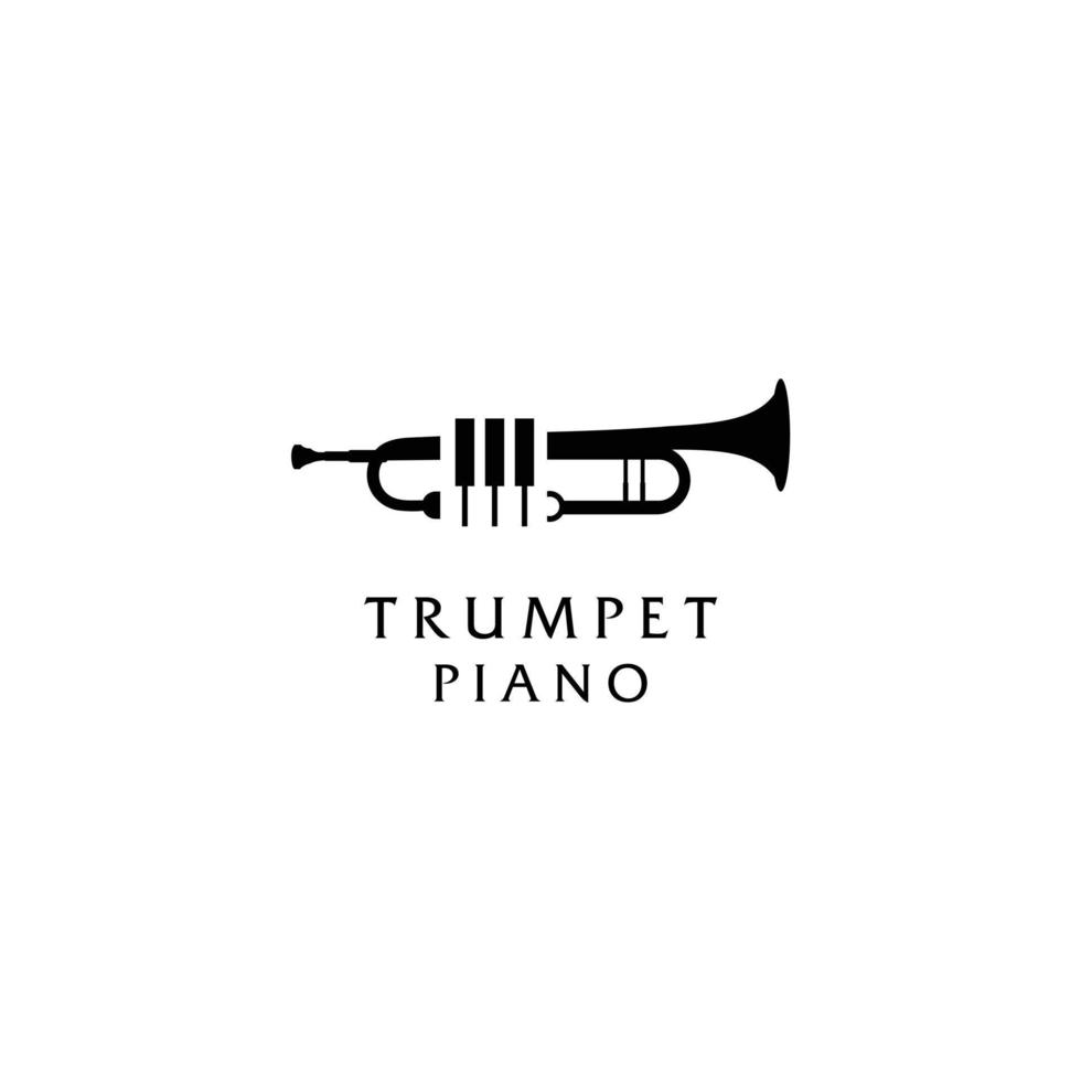 inspiración para el diseño del logotipo de música de trompeta y piano vector