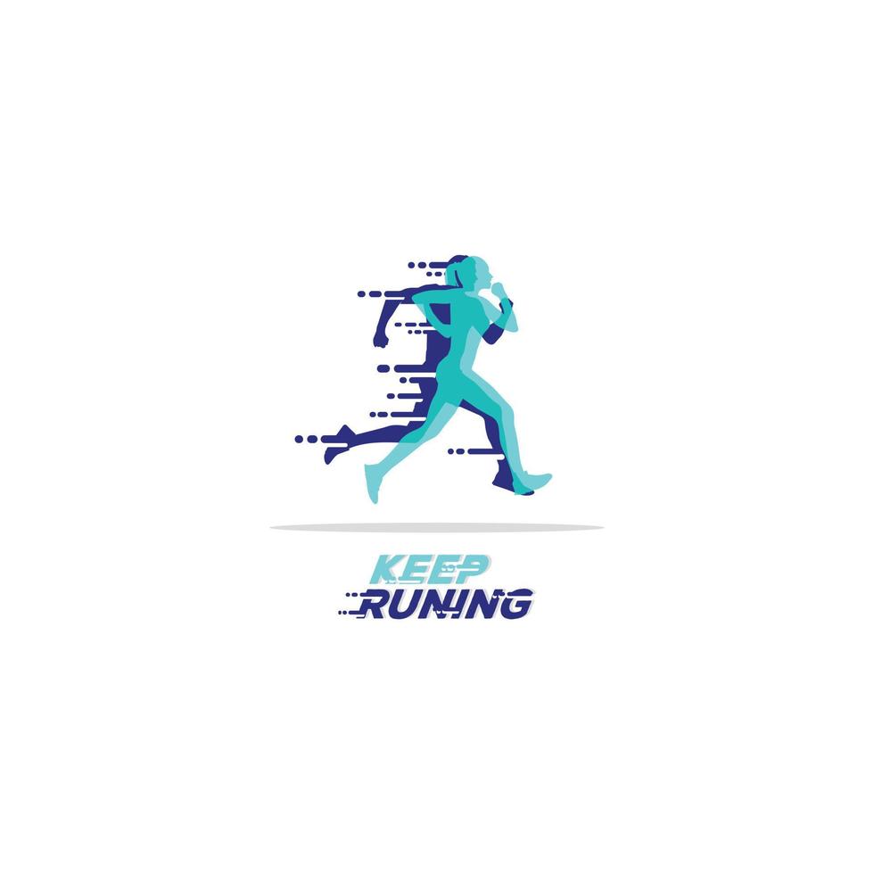 conjunto de siluetas, logotipo de deporte y actividad corriendo personas hombre y mujer vector