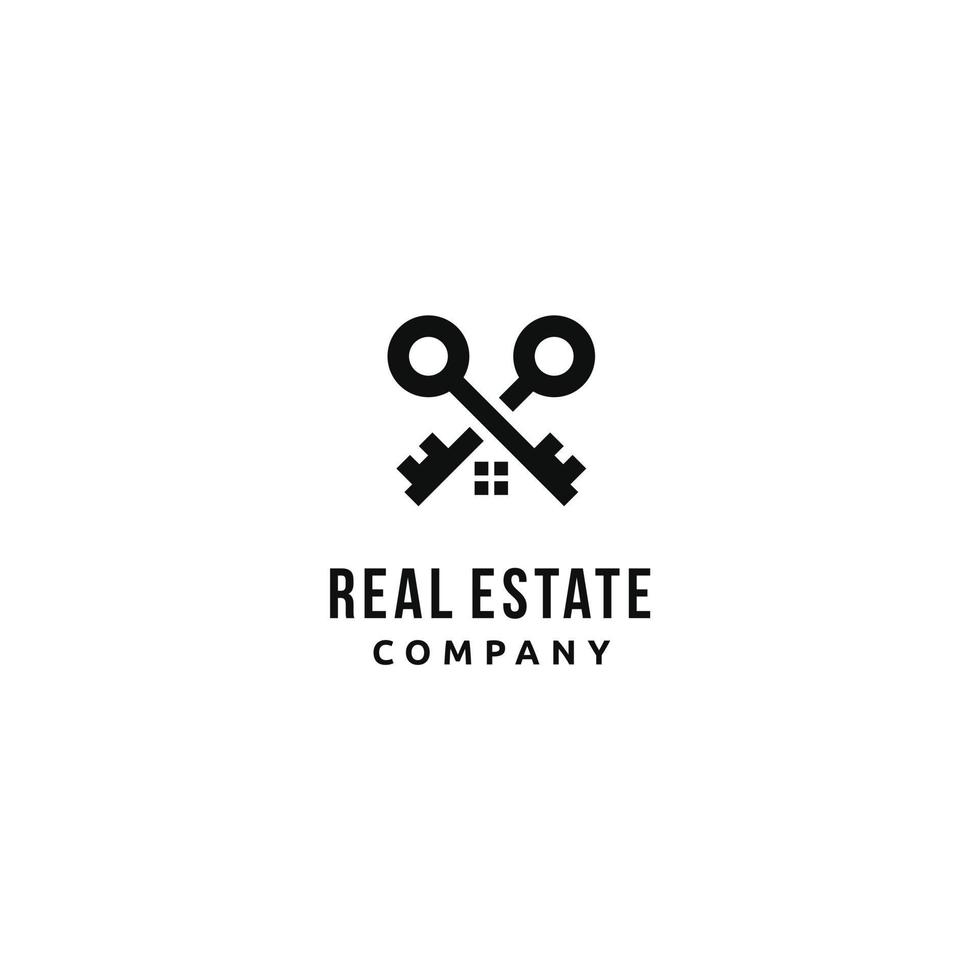 crossed key for house estate business logo design vector