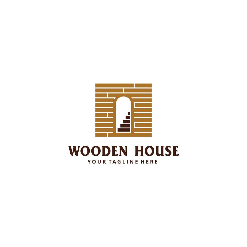 Wooden house logo design vector