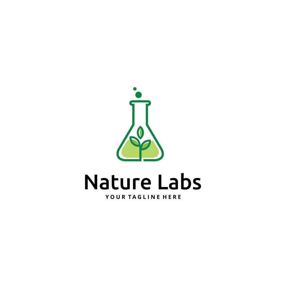 Nature Labs leaf and bottle science logo design vector
