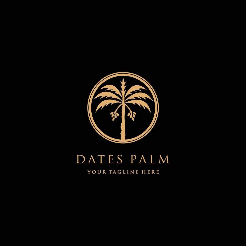 Dates palm luxury gold color logo design vector