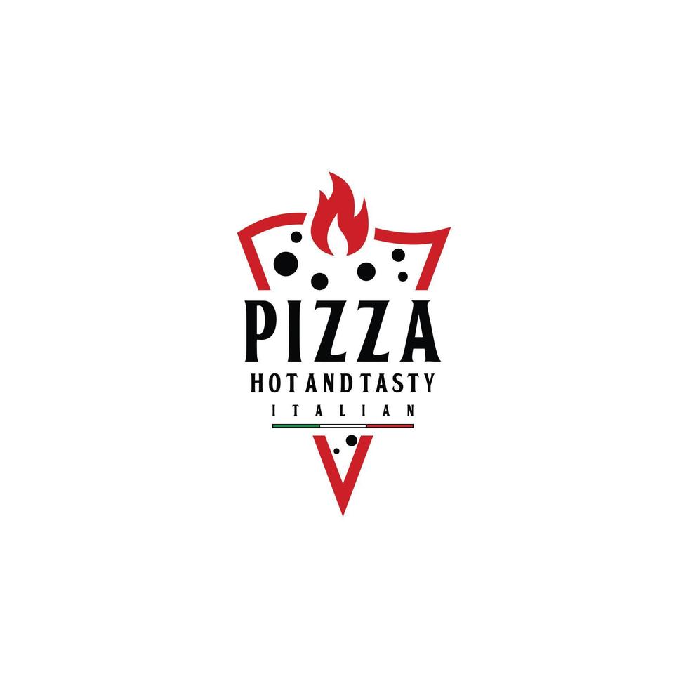 diseño de logotipo de comida italiana picante de pizza caliente vector