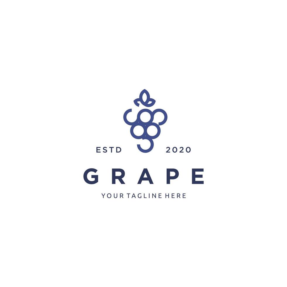 Grape fruit line art minimalist, color purple logo design vector