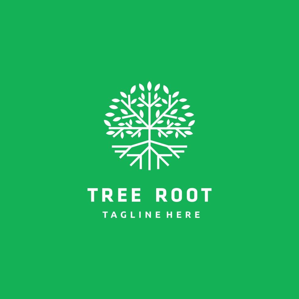 Circle tree minimalist logo isolated on a green background logo design inspiration vector