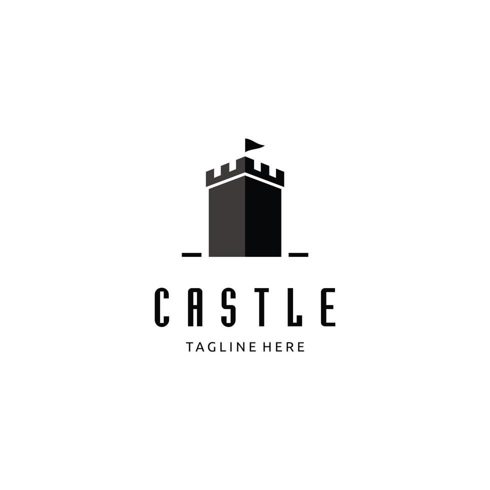 auténtico castillo torre silueta logotipo diseño icono inspiración vector