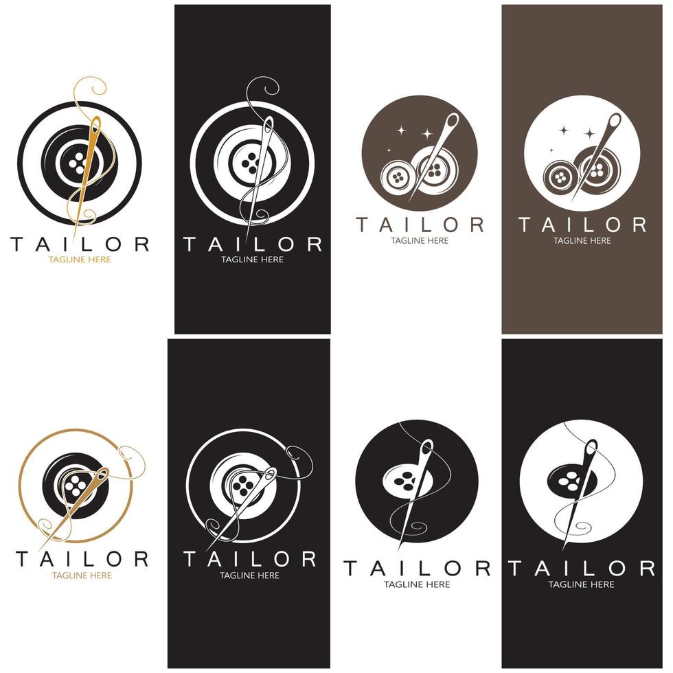 tailor logo icon illustration template combination of buttons for clothes, thread and sewing machine, for clothing product design, convection companies, fashion in vector form