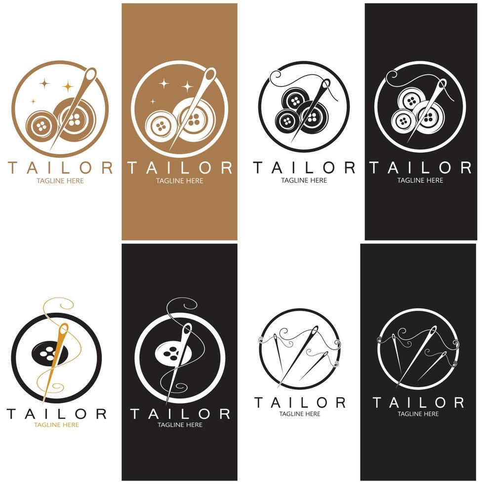 tailor logo icon illustration template combination of buttons for clothes, thread and sewing machine, for clothing product design, convection companies, fashion in vector form