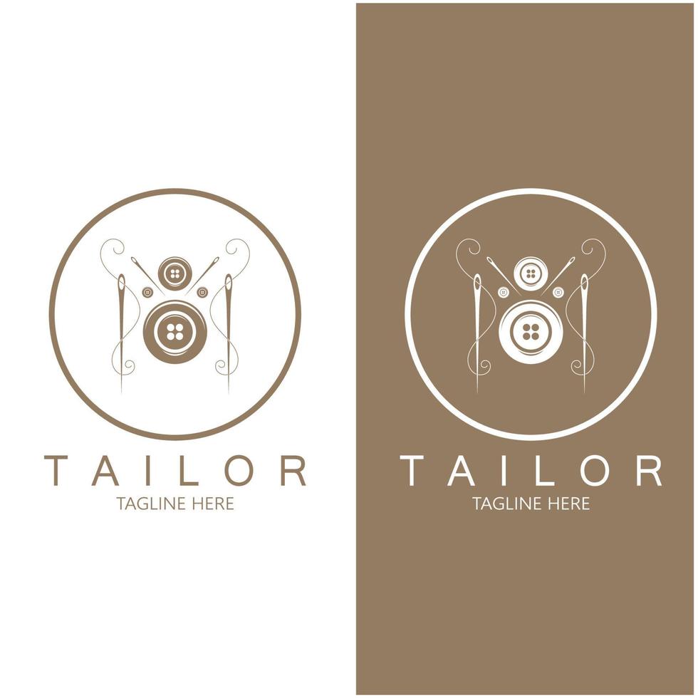 tailor logo icon illustration template combination of buttons for clothes, thread and sewing machine, for clothing product design, convection companies, fashion in vector form