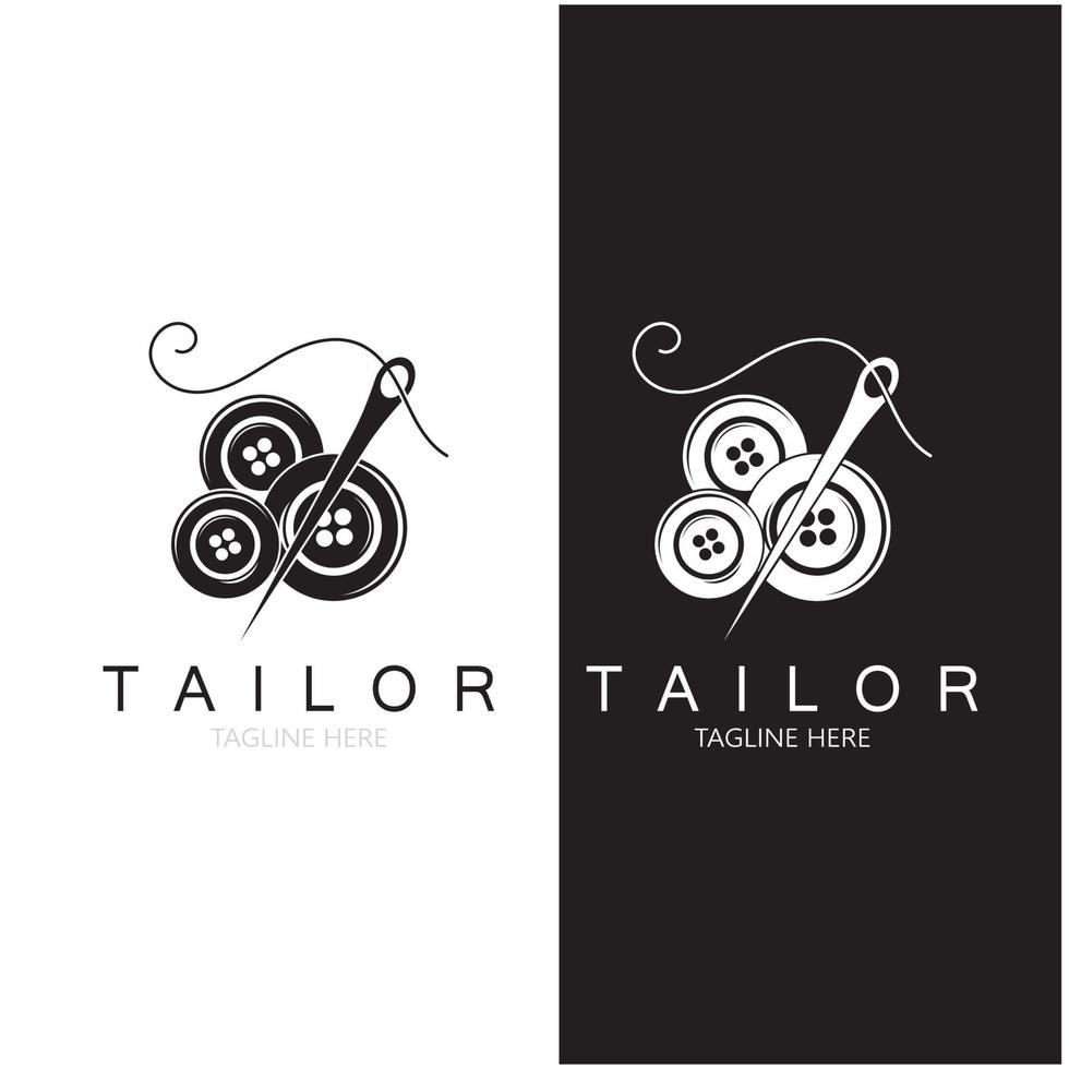 tailor logo icon illustration template combination of buttons for clothes, thread and sewing machine, for clothing product design, convection companies, fashion in vector form