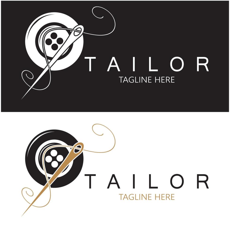 tailor logo icon illustration template combination of buttons for clothes, thread and sewing machine, for clothing product design, convection companies, fashion in vector form