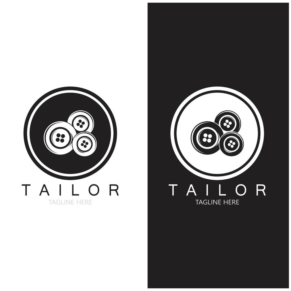 tailor logo icon illustration template combination of buttons for clothes, thread and sewing machine, for clothing product design, convection companies, fashion in vector form