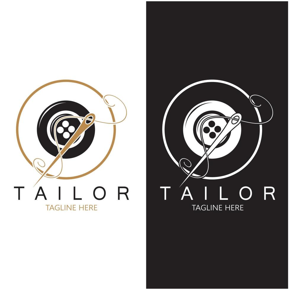 tailor logo icon illustration template combination of buttons for clothes, thread and sewing machine, for clothing product design, convection companies, fashion in vector form