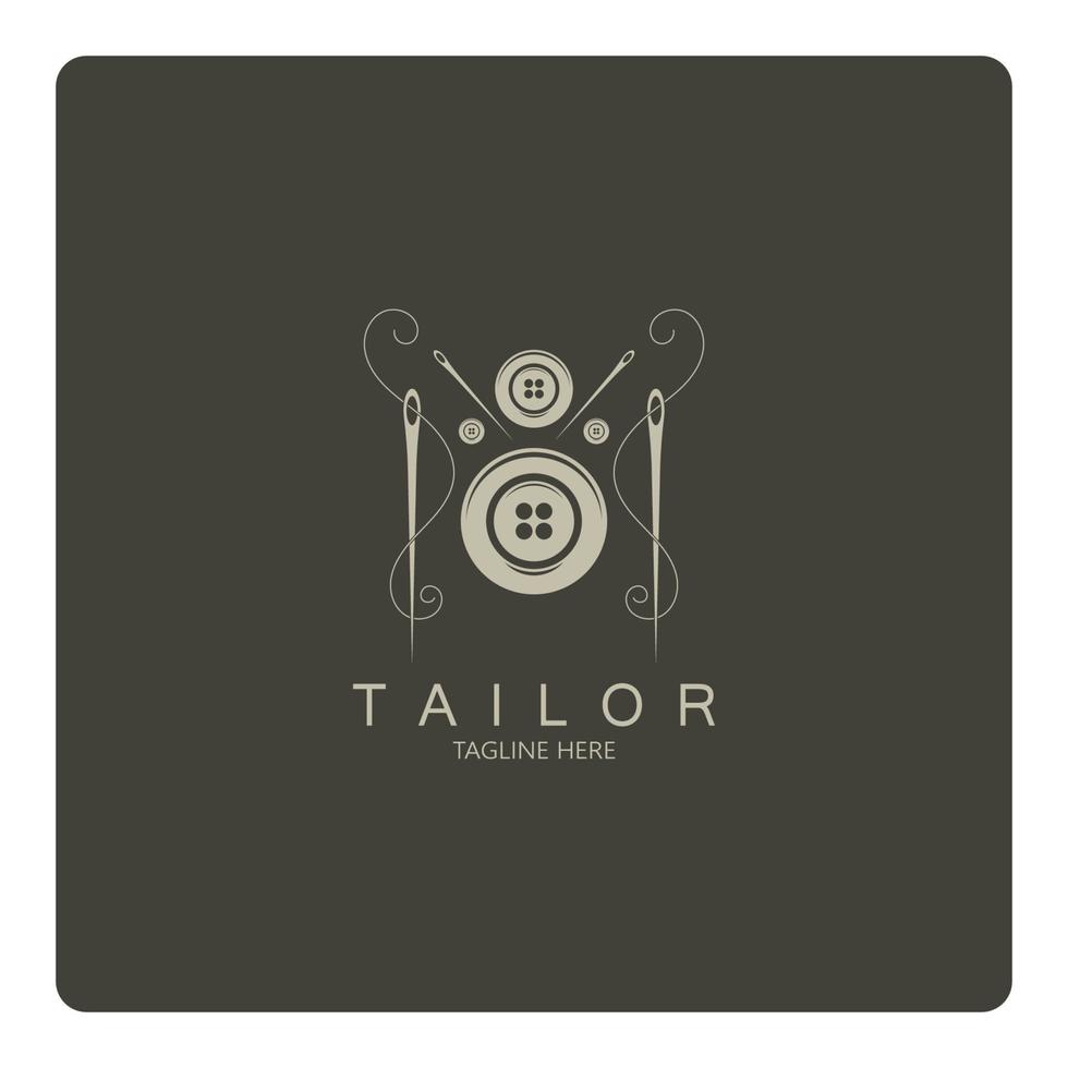 tailor logo icon illustration template combination of buttons for clothes, thread and sewing machine, for clothing product design, convection companies, fashion in vector form