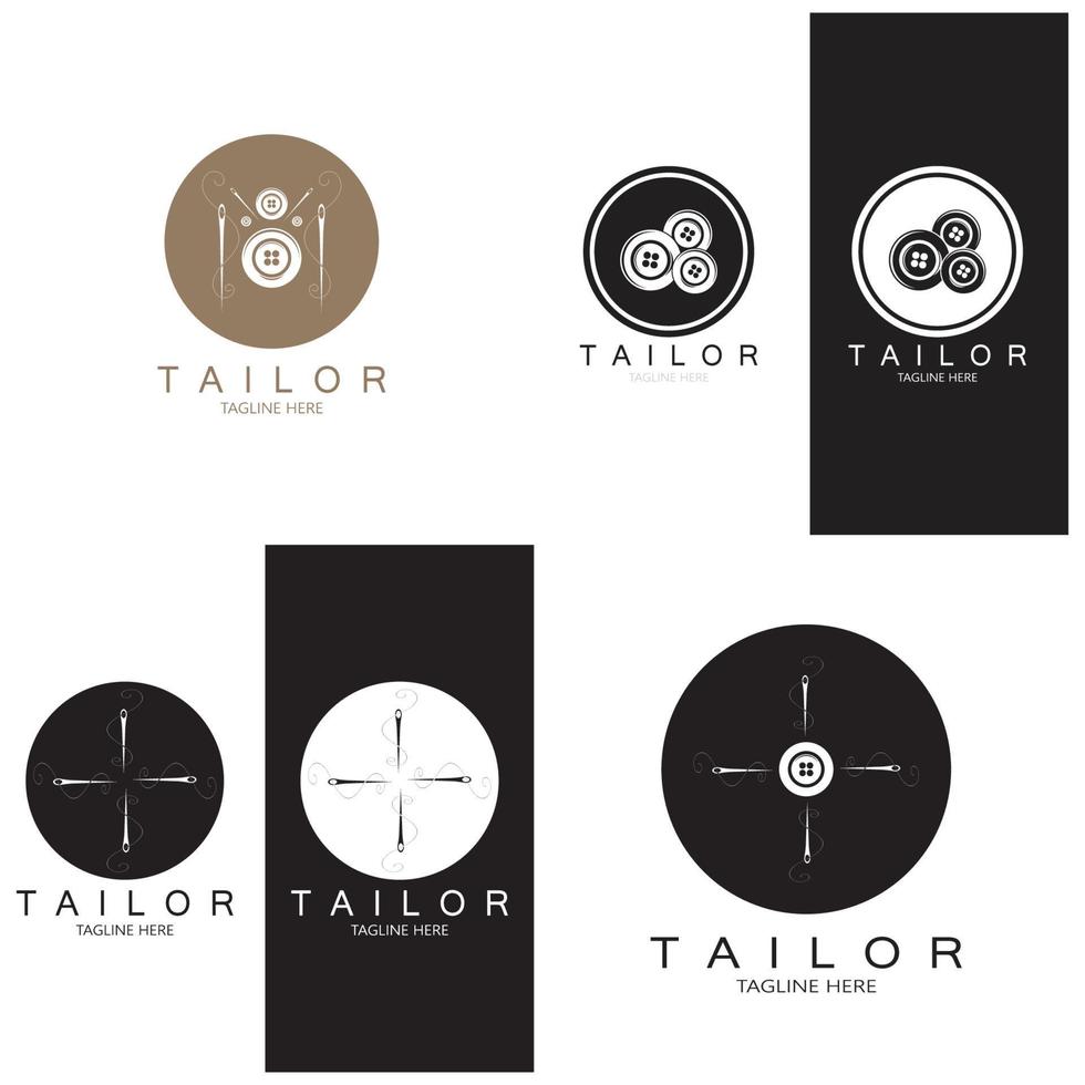 tailor logo icon illustration template combination of buttons for clothes, thread and sewing machine, for clothing product design, convection companies, fashion in vector form