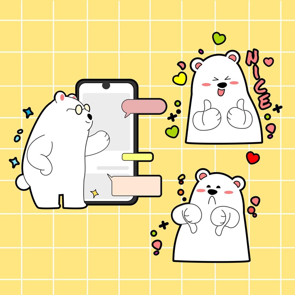 kawaii hand drawn cartoon bear vector