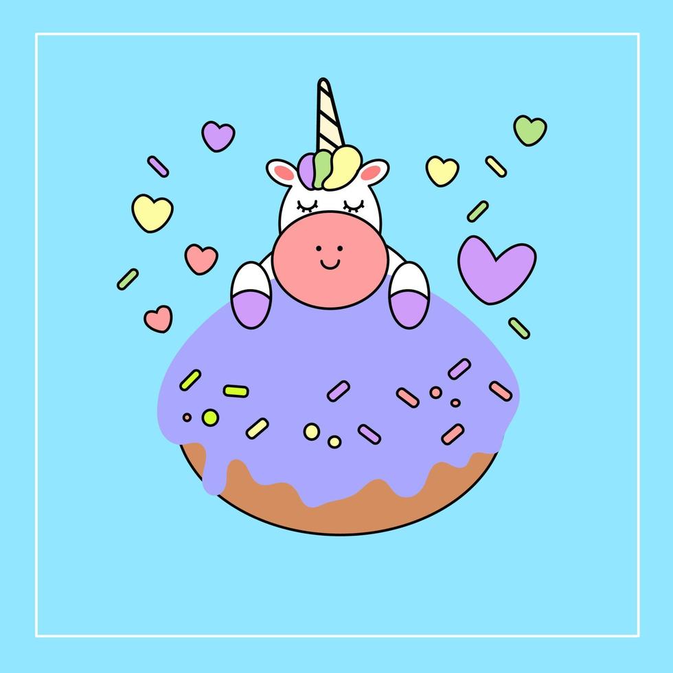 dibujado a mano kawaii dibujos animados unicornio ilustración vector