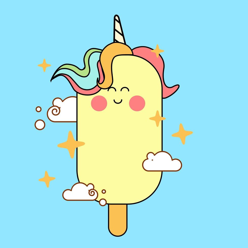 kawaii cartoon unicorn illustration hand drawn vector