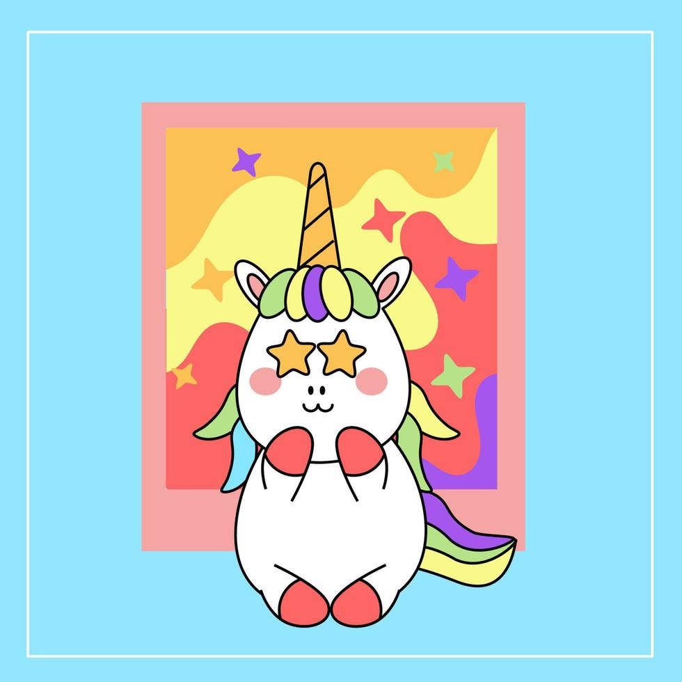 dibujado a mano kawaii dibujos animados unicornio ilustración vector