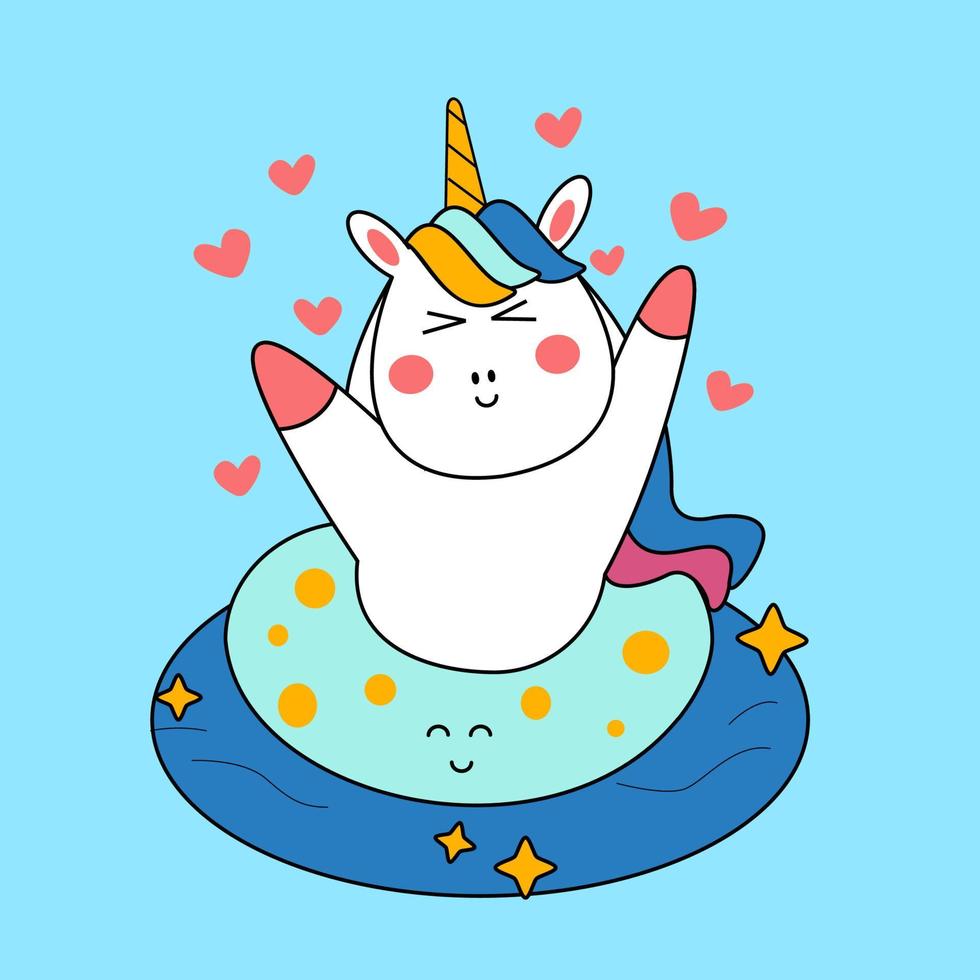 kawaii cartoon unicorn illustration hand drawn vector