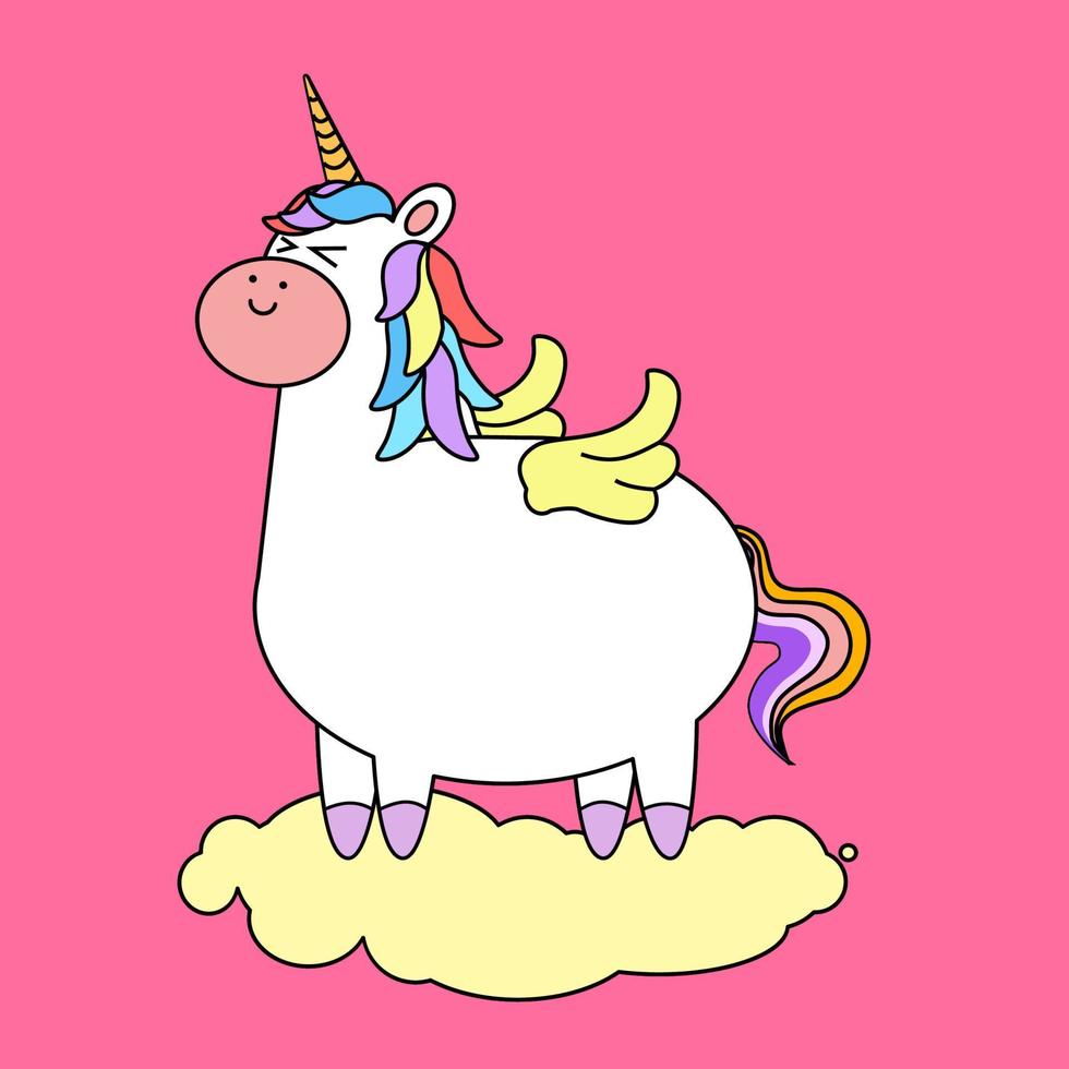 kawaii cartoon unicorn illustration hand drawn vector