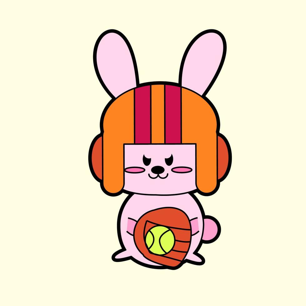 kawaii cartoon bunny sticker vector
