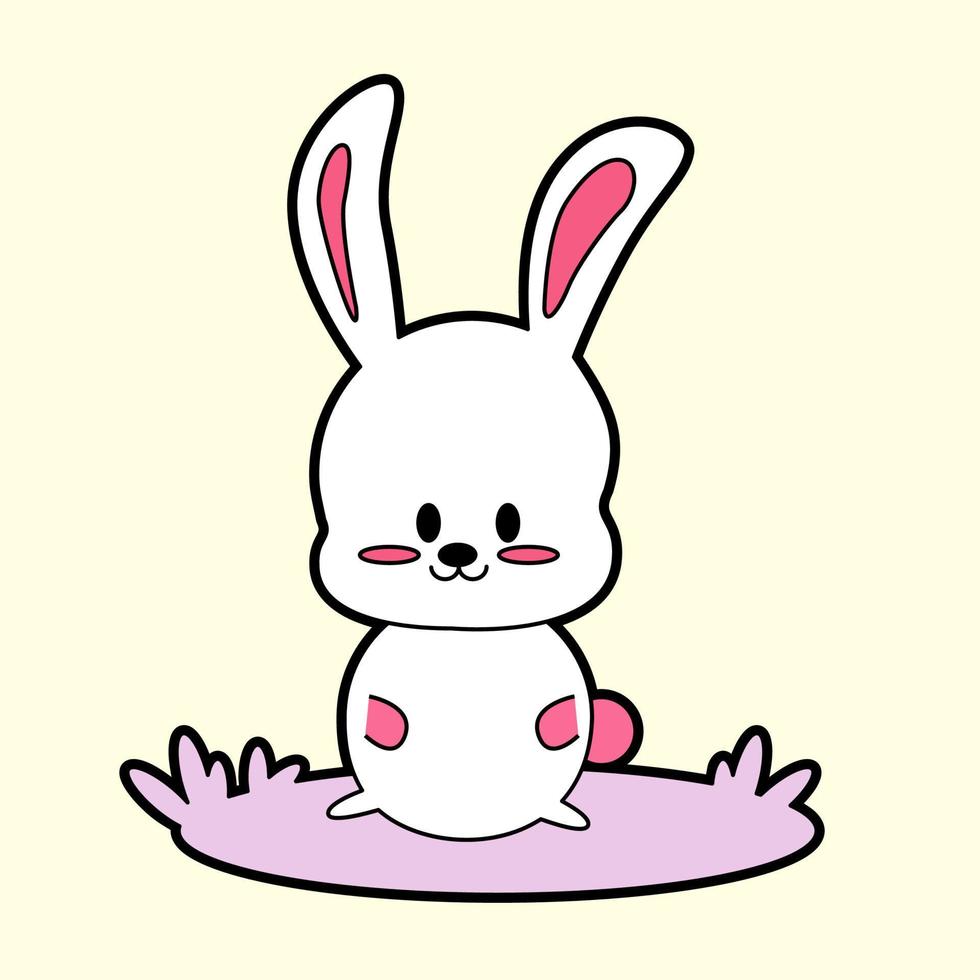 kawaii cartoon bunny sticker vector